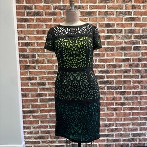 SHANI Ombre green laser-cutting dress